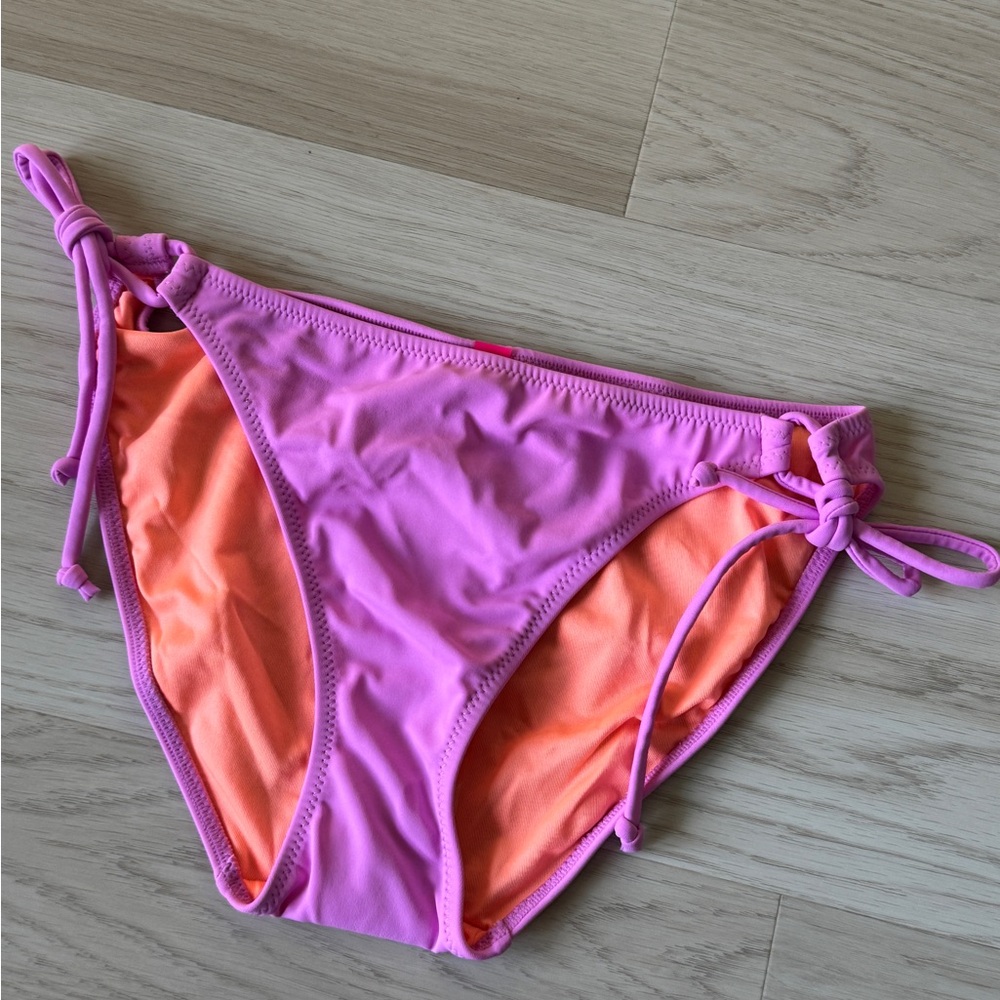 NEW Victoria’s Secret Lilac Bikini bottom side string ties orange lining SMALL